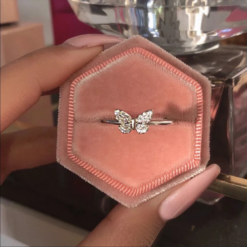 New Women’s 925 Silver Butterflie Sapphire Ring - Picture 3 of 4